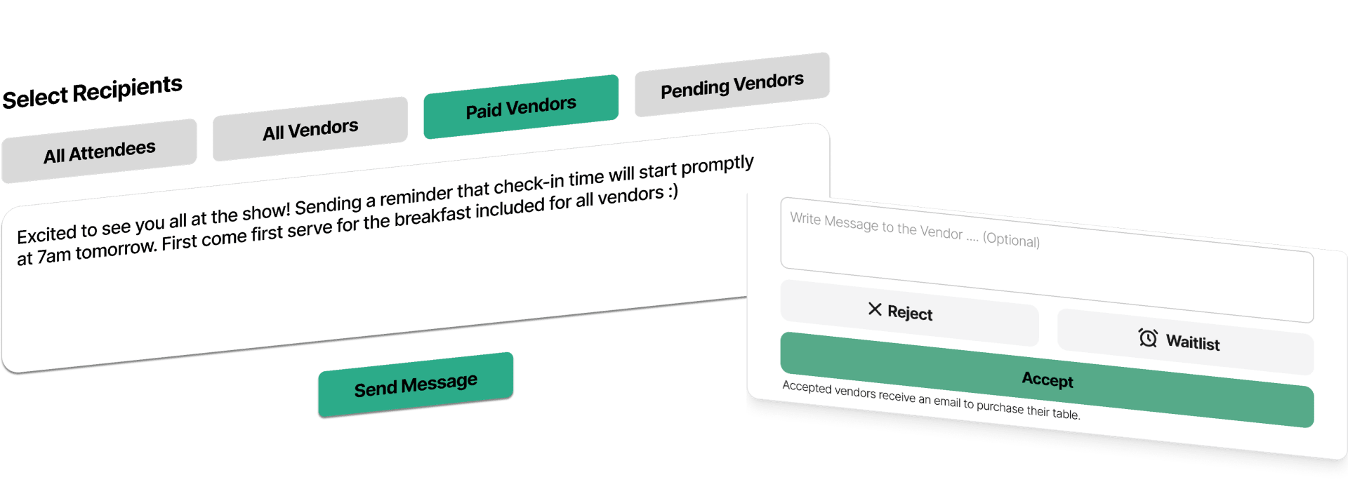 Vendor management interface